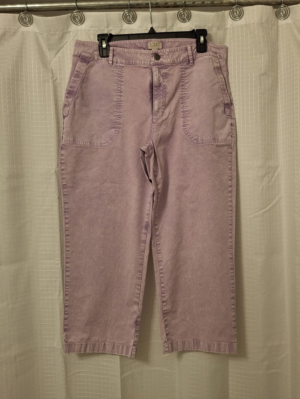 LOGO by Lori Goldstein Pastel Lavender Cropped Utility Capris